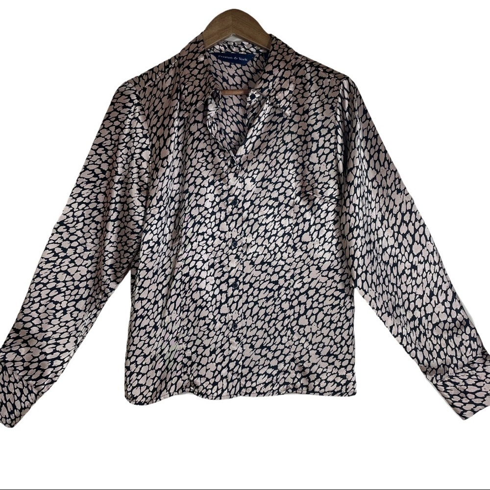 Preston & York Button-up Collared Blouse Neutral Business